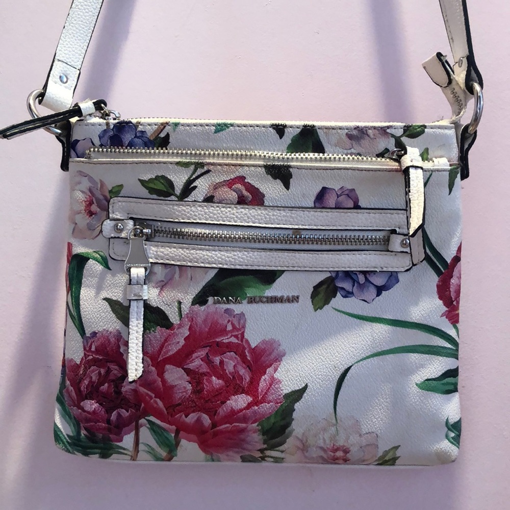 Dana Buchman White Floral Cross Body Purse